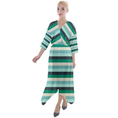 Stripey 14 Quarter Sleeve Wrap Front Maxi Dress by anthromahe