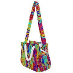Multicolored Vibran Abstract Textre Print Rope Handles Shoulder Strap Bag by dflcprintsclothing