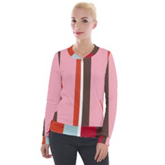 Stripey 19 Velour Zip Up Jacket by anthromahe