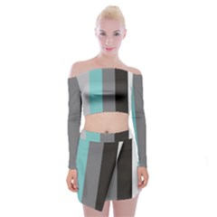 Stripey 20 Off Shoulder Top With Mini Skirt Set by anthromahe