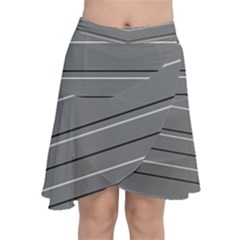 Black Grey White Stripes Chiffon Wrap Front Skirt by anthromahe