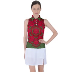 Bloom In Yule  Mandala Season Colors Women s Sleeveless Polo Tee by pepitasart