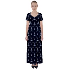 Buddhism Motif Print Pattern Design High Waist Short Sleeve Maxi Dress by dflcprintsclothing