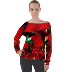 Christmas Tree  1 5 Off Shoulder Long Sleeve Velour Top by bestdesignintheworld