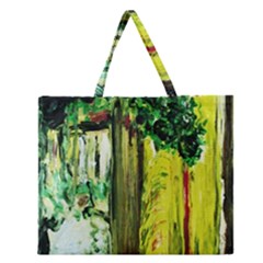 Old Tree And House With An Arch 8 Zipper Large Tote Bag by bestdesignintheworld