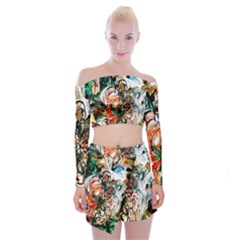 Lilies In A Vase 1 2 Off Shoulder Top With Mini Skirt Set by bestdesignintheworld