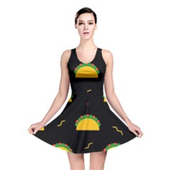 Festive Seamless Pattern With National Taco Food Reversible Skater Dress by Wegoenart