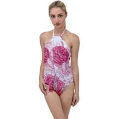 Flower Seamless Pattern With Roses Go With The Flow One Piece Swimsuit by Wegoenart