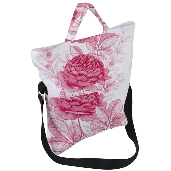 Flower Seamless Pattern With Roses Fold Over Handle Tote Bag