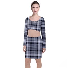 Black White Plaid Checked Seamless Pattern Top And Skirt Sets by Wegoenart