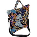 Original Seamless Tropical Pattern With Bright Blue Pink Flowers Fold Over Handle Tote Bag View1