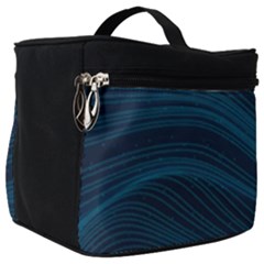 Abstract Glowing Blue Wave Lines Pattern With Particles Elements Dark Background Make Up Travel Bag (big) by Wegoenart