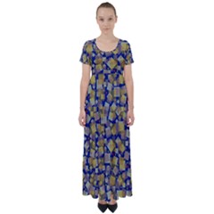 Zappwaits High Waist Short Sleeve Maxi Dress