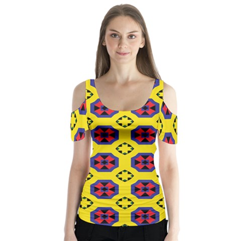 Memphis Butterfly Sleeve Cutout Tee  by deformigo