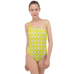 Goldenrod Classic One Shoulder Swimsuit by deformigo