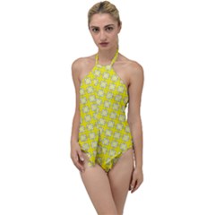 Goldenrod Go With The Flow One Piece Swimsuit by deformigo