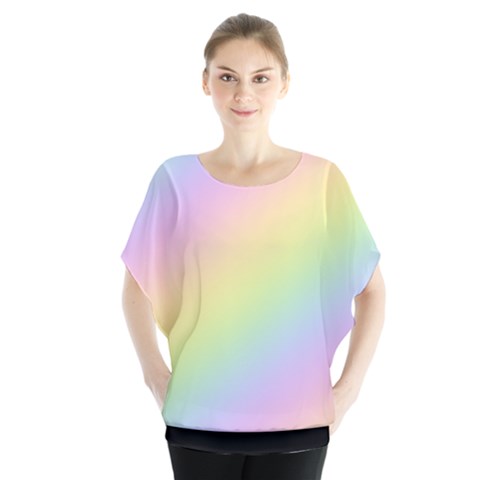 Pastel Goth Rainbow  Batwing Chiffon Blouse by thethiiird