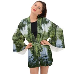 Away From The City Cutout Painted Long Sleeve Kimono