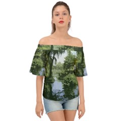 Away From The City Cutout Painted Off Shoulder Short Sleeve Top by SeeChicago