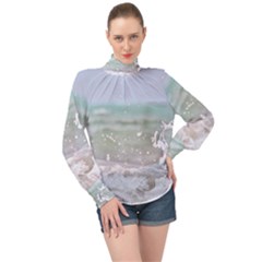 Ocean Heart High Neck Long Sleeve Chiffon Top by TheLazyPineapple