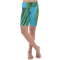 Tropical Palm Kids  Lightweight Velour Cropped Yoga Leggings by TheLazyPineapple