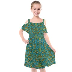 Sun In  The Soft Rainfall Nature Is Blooming Kids  Cut Out Shoulders Chiffon Dress