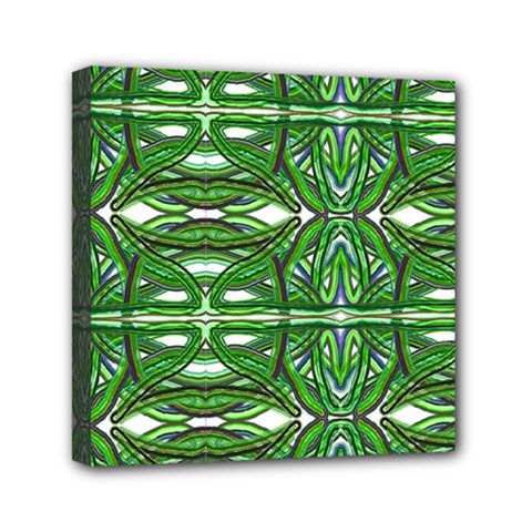 My Paint My Pallet Brocade Green Scarabs Mini Canvas 6  X 6  (stretched) by ScottFreeArt