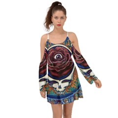 Grateful Dead Ahead Of Their Time Kimono Sleeves Boho Dress by Sapixe