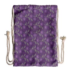 Flowers Violet Decorative Pattern Drawstring Bag (large) by Vaneshart