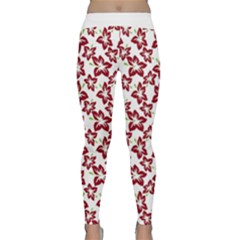 Cute Flowers - Carmine Red White Classic Yoga Leggings by FashionBoulevard