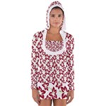 Cute Flowers - Carmine Red White Long Sleeve Hooded T-shirt