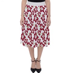 Cute Flowers - Carmine Red White Classic Midi Skirt by FashionBoulevard