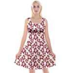 Cute Flowers - Carmine Red White Reversible Velvet Sleeveless Dress