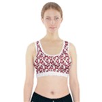 Cute Flowers - Carmine Red White Sports Bra With Pocket