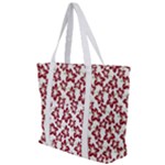 Cute Flowers - Carmine Red White Zip Up Canvas Bag