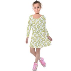 Cute Flowers - Ceylon Yellow Kids  Long Sleeve Velvet Dress by FashionBoulevard