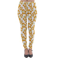 Cute Flowers - Honey Orange White Lightweight Velour Leggings by FashionBoulevard