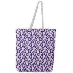 Cute Flowers - Imperial Purple Full Print Rope Handle Tote (large) by FashionBoulevard