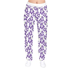 Cute Flowers - Imperial Purple Women Velvet Drawstring Pants by FashionBoulevard