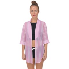 Nice Stripes - Blush Pink Open Front Chiffon Kimono by FashionBoulevard