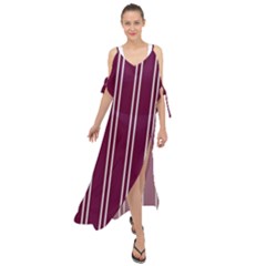 Nice Stripes - Boysenberry Purple Maxi Chiffon Cover Up Dress by FashionBoulevard
