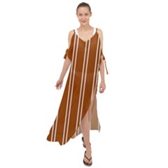 Nice Stripes - Burnt Orange Maxi Chiffon Cover Up Dress by FashionBoulevard