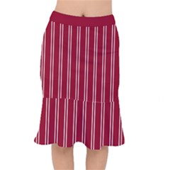 Nice Stripes - Carmine Red Short Mermaid Skirt by FashionBoulevard