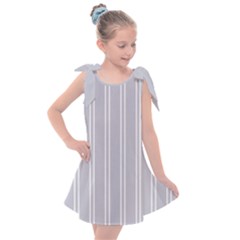 Nice Stripes - Cloudy Grey Kids  Tie Up Tunic Dress by FashionBoulevard