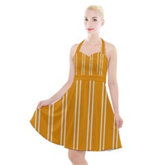 Nice Stripes - Honey Orange Halter Party Swing Dress  by FashionBoulevard