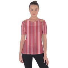 Nice Stripes - Indian Red Shoulder Cut Out Short Sleeve Top by FashionBoulevard