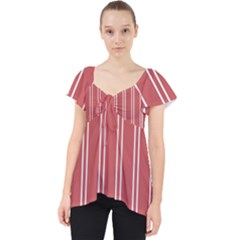 Nice Stripes - Indian Red Lace Front Dolly Top by FashionBoulevard