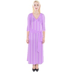 Nice Stripes - Lavender Purple Quarter Sleeve Wrap Maxi Dress by FashionBoulevard