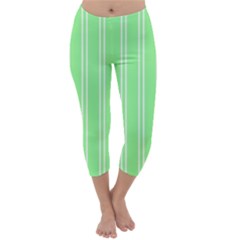 Nice Stripes - Mint Green Capri Winter Leggings  by FashionBoulevard