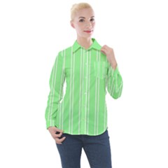 Nice Stripes - Mint Green Women s Long Sleeve Pocket Shirt